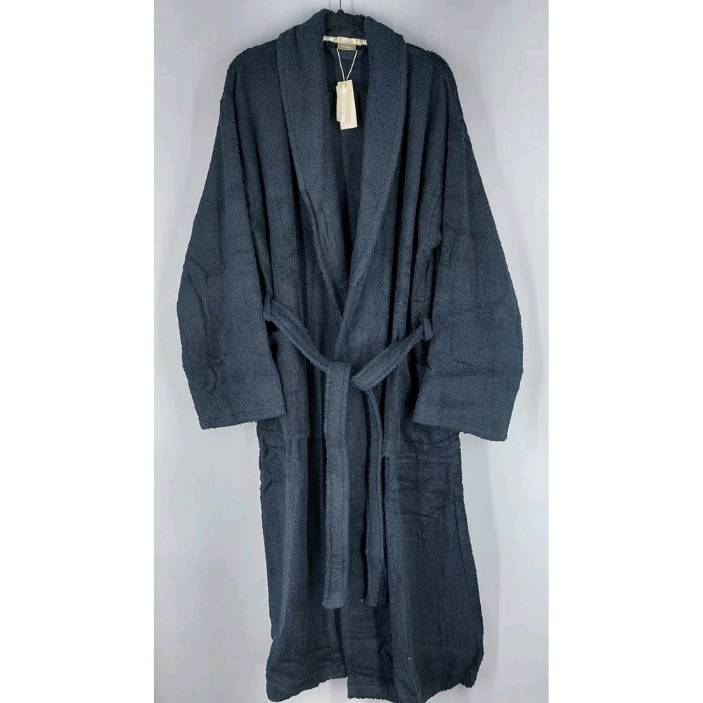 New Ink & Ivy‎ Terry Belted Robe Unisex Size S/M Black Long Sleeve
